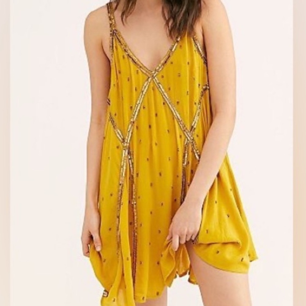 Free People In Heaven Embellished Slip Dress Large